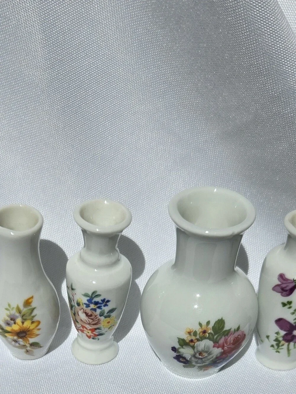 Vintage West Germany Funny Design Miniature Porcelain Bud Vases Set of 4.